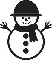 Frosty Flakes of Wonder Cute Snowflake Serenade Black Snowman vector