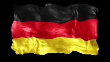 animiert, winken Flagge von Deutschland auf schwarz Hintergrund. verkörpern ein patriotisch Geist, geeignet zum kulturelle, Sport, und National Veranstaltung Werbeaktionen. 3d Animation. video