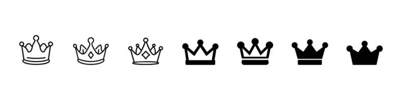 Crown icon set. Collection of crown icon silhouette. Crown Icon in trendy flat style isolated on white background. vector