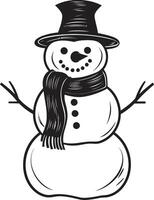 Cheerful Frosty Charm Cute Snowman Snowy Whimsical Fun Black vector