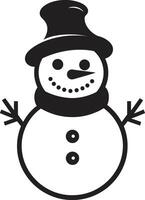 Fluffy Snowman Charm Black Whimsical Snowy Cute vector