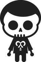 Quirky Skeleton Character Smiling Skeletal Friend Black vector