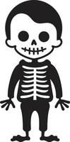 Cartoonish Skeleton Charm Black Lovable Skeletal Companion Cute vector
