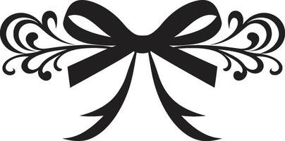 Exquisite Ribbon Detail Black Emblem Refined Ribbon Artistry Black Ribbon vector