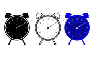 illustration clock, alarm clock, sillhouette and colored vector