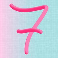 Number seven 3d neon liquid logo text design. Cute retro style gradient print. Colorful nostalgic y2k greeting card, sticker, banner. Holiday holographic poster. Vibrant illustration. vector