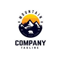 Adventure mountain logo. with sunset vector