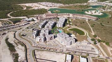 New district. View from above. Construction of apartment buildings video