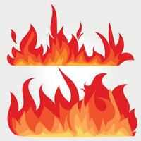 Set of red and orange fire flame. vector