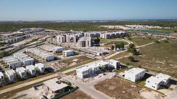 New district. View from above. Construction of apartment buildings video