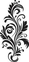 artístico florecer negro deco emblema filigrana elegancia Clásico emblema emblema vector