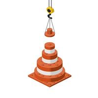 Traffic cone production concept on white background. vector