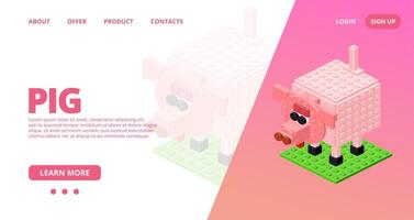 Web template with a pig. vector