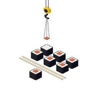 Sushi production concept on white background. vector