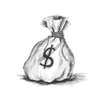Money bag with doller sign hand drawn sketch illustration vector