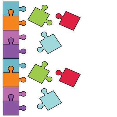 Colorful jigsaw puzzle pieces. puzzle game pieces isolated icon illustration design. icon illustration design of puzzle pieces for various design purposes. puzzle design elements