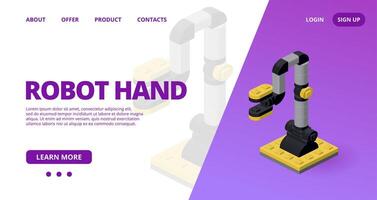 Web template with a robot hand. vector