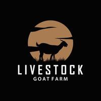 Goat logo design goat farm illustration cattle livestock silhouette retro rustic vector