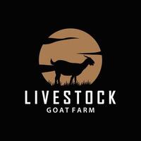 Goat logo design goat farm illustration cattle livestock silhouette retro rustic vector