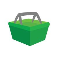 verde compras cesta icono en isométrica compras bolso icono en plano estilo aislado en blanco antecedentes ilustración. básico elemento diseño ilustración vector