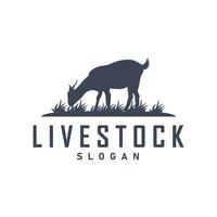 cabra logo diseño cabra granja ilustración vacas ganado silueta retro rústico vector