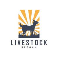 Goat logo design goat farm illustration cattle livestock silhouette retro rustic vector