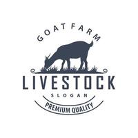 Goat logo design goat farm illustration cattle livestock silhouette retro rustic vector