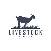cabra logo diseño cabra granja ilustración vacas ganado silueta retro rústico vector