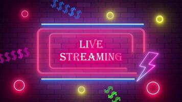 LIVE STREAMING NEON TITLE WITH NEON BACKGROUND video