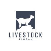 Goat logo design goat farm illustration cattle livestock silhouette retro rustic vector