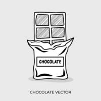 chocolate bar outlined with half wrap vector