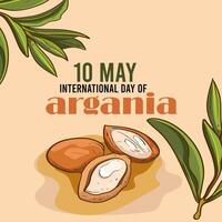 internacional día de Argania celebracion diseño con el argán aceite. mayo 10 internacional Argania día celebracion cubrir bandera argán arboles en Marruecos. vector