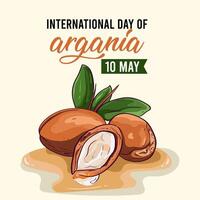 internacional día de Argania celebracion diseño con el argán aceite. mayo 10 internacional Argania día celebracion cubrir bandera argán arboles en Marruecos. vector