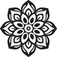 Divine Mandala Mandala Pattern in Sleek Black Emblem Soulful Spirals Mandala Showcasing Intricate Black vector