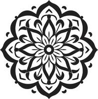 sagrado geometría sinfonía monocromo mandala en pulcro negro encantador elegancia negro con intrincado mandala modelo vector