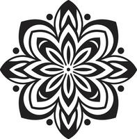 Zen Blossom Elegant Black with Mandala in Divine Mandala Mandala Pattern in Sleek Black Emblem vector
