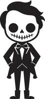 Friendly Bone Mascot Black Whimsical Skeletal Pose Cute vector
