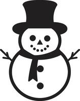 Charming Snow Companion Whimsical Snowman Joy Black vector