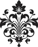 Antique Etchings Vintage Emblem Elegant Scrolls Black Deco vector