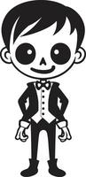 Quirky Bone Black Soothing Skeleton Pose Cute vector