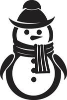 Charming Snowman Delight Black Adorable Snowy Embrace Cute vector