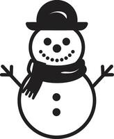 Cheerful Frosty Fun Cute Snowy Whimsy Black Snowman vector