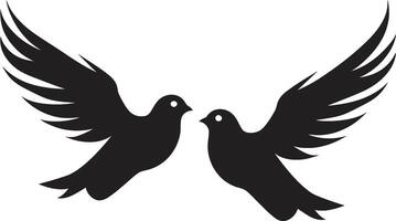 Loving Wings Dove Pair Emblem Eternal Elegance of a Dove Pair vector