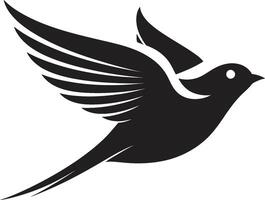 aerotransportado encanto linda negro pájaro caprichoso envergadura pájaro vector