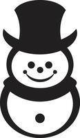 Charming Snowman Joy Cute Adorable Snowy Embrace Black vector