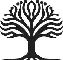 cenador emblema árbol icono símbolo benevolente ramas árbol logo diseño vector