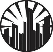 urbanización artístico edificio emblema Skylinecraft precisión edificio icono vector