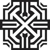 Deco Angular Harmony Geometric Logo Emblem Art Deco Geometry in Motion Logo Icon vector