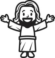 Gentle Comforter Cute Black Jesus Messiahs Light Cartoon Jesus Black vector