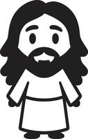 Sacred Grace Cartoon Jesus Gentle Redeemer Black Jesus vector